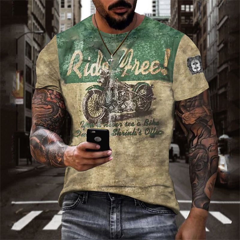 Summer men's crewneck T-shirt optical illusion 3d printed street short sleeve printed clothing Breathable_voghion.com