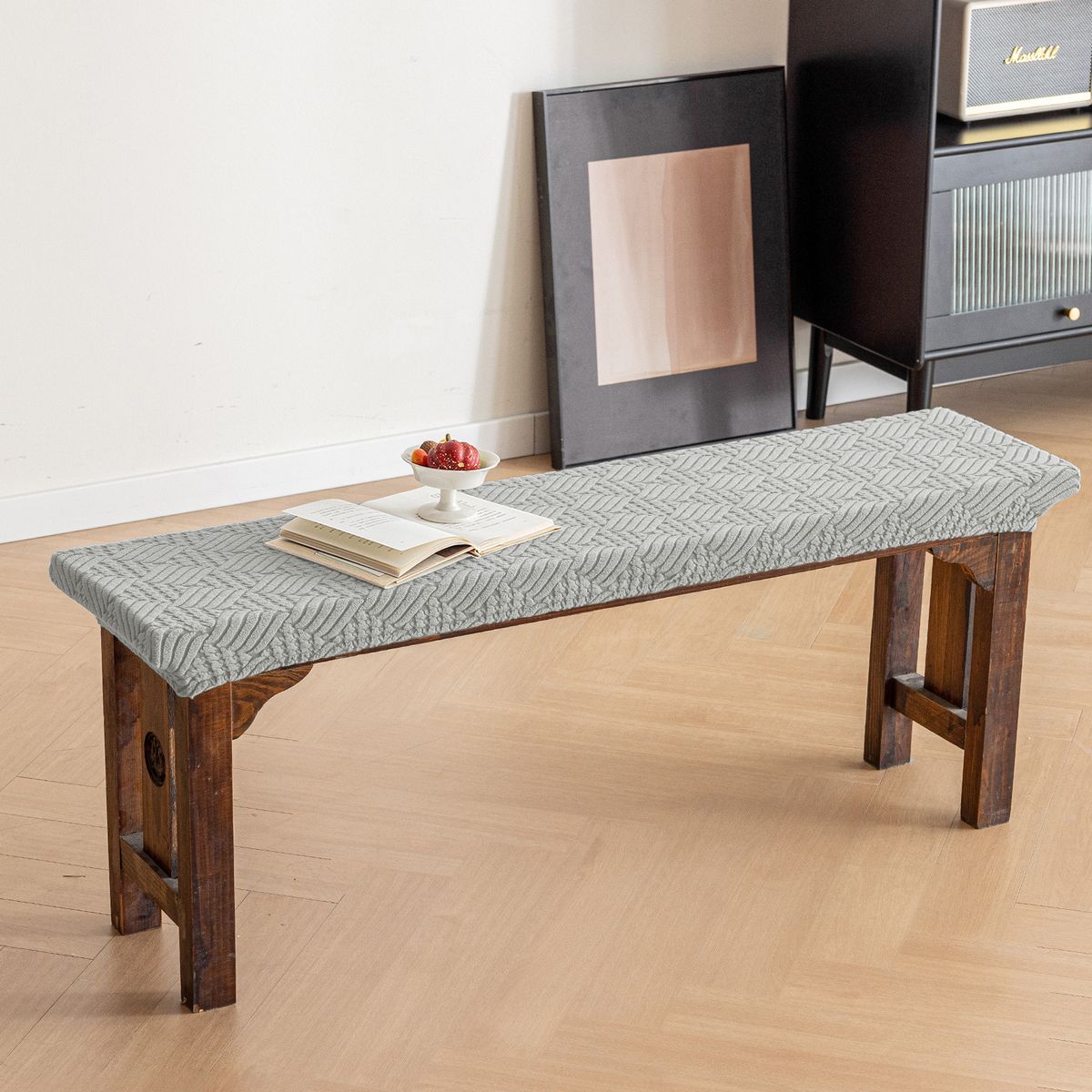 Hochwertige Polyester-Sitzbankbezüge – Moderne, dehnbare Fischgrät-Überzüge für lange Sitzbänke, rutschfest und staubdicht_voghion.com