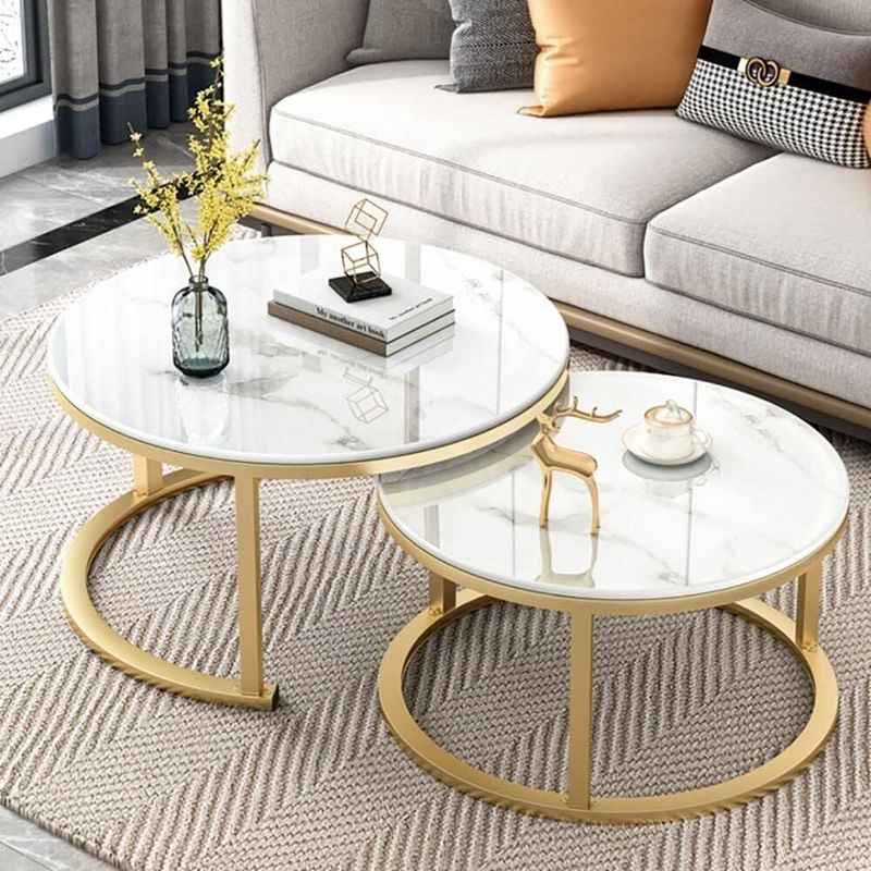 Nesting Coffee Tables Set Of 2 Round Stacking Sofa Side Tables For Living Room_voghion.com