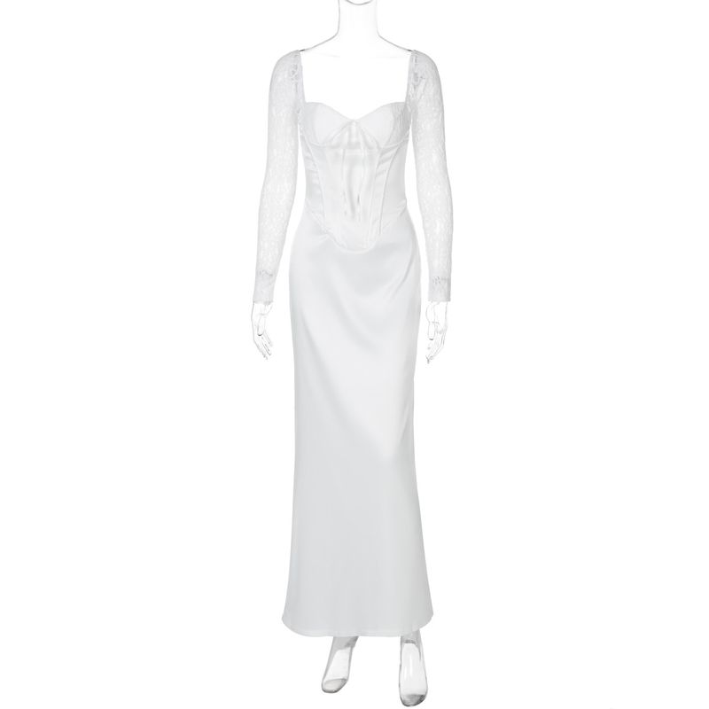 Elegantes Wickelkleid mit Spitzendetails und figurbetonter Passform für Damen – Sommer-Freizeitkleidung, Büro- und Partykleidung_voghion.com