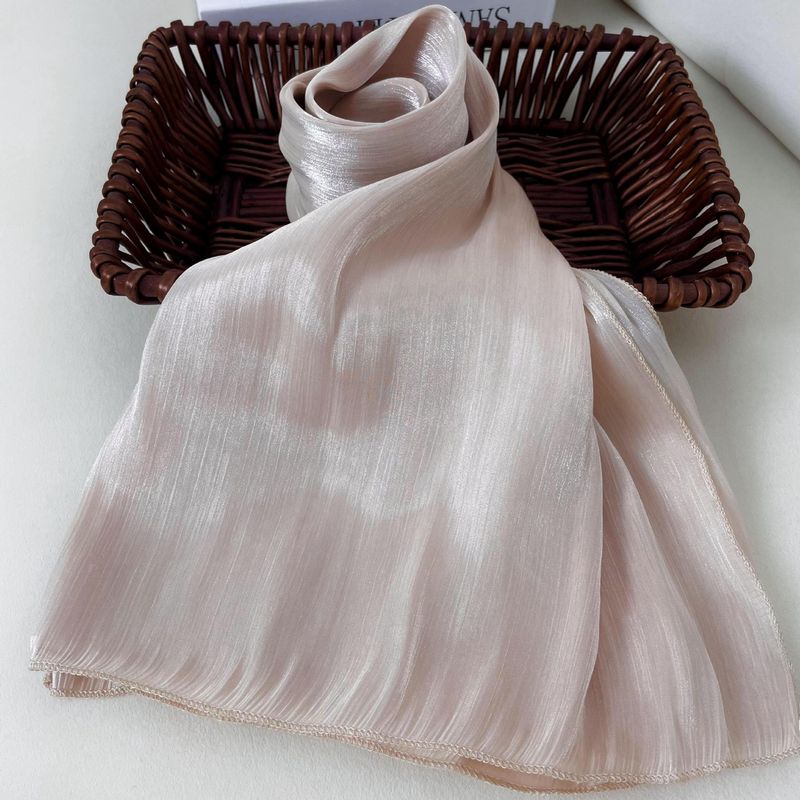 Foulard en crêpe respirant et soie brillante pour femme, couleur unie_voghion.com