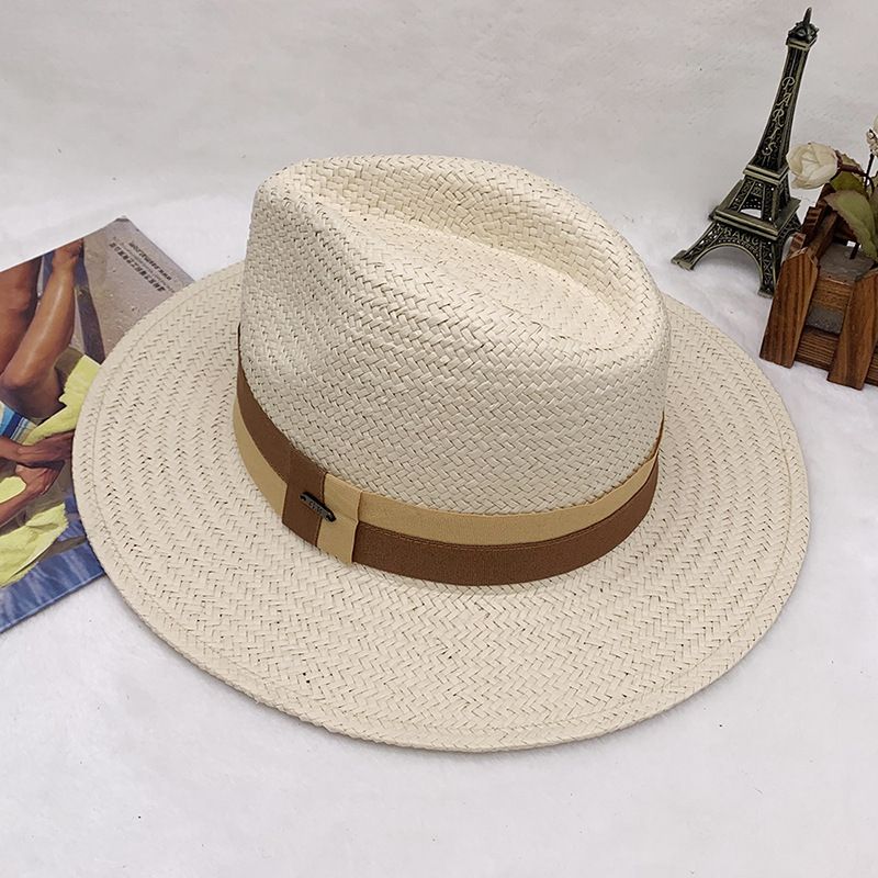 Neue Farbkontrastdekoration für Männer und Frauen, Jazz-Western-Cowboyhut, modischer Strohhut_voghion.com