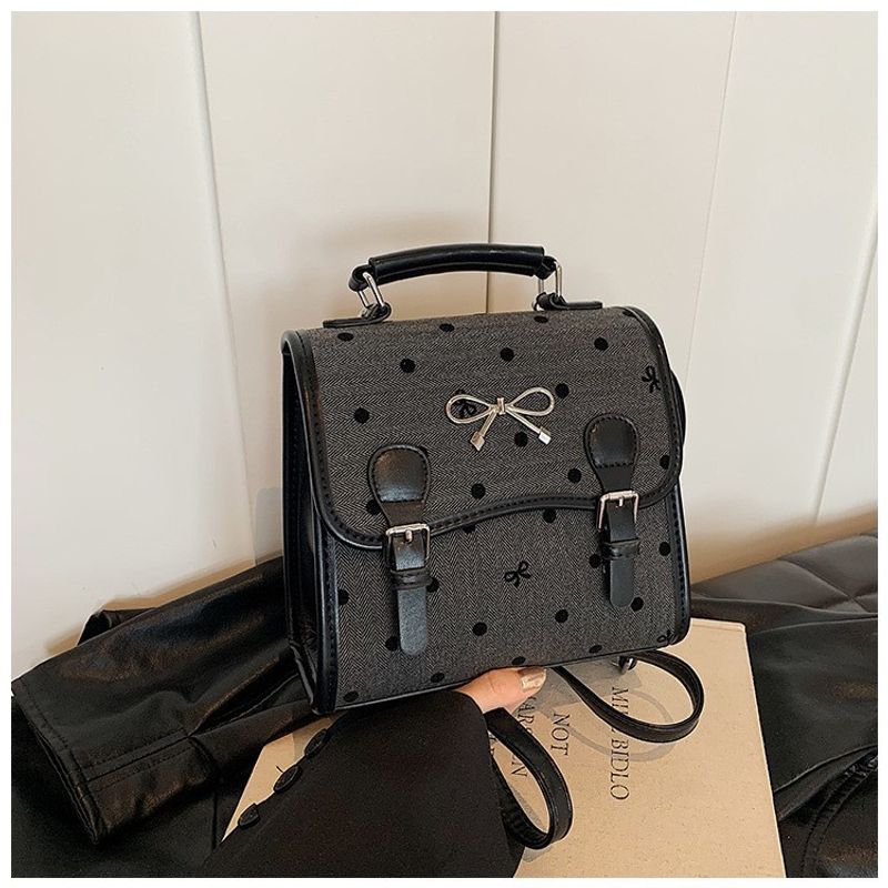 Preppy Style Polka Dot Canvas For Women Summer 2024 New Trend Korean Backpack Versatile Casual Travel Bag_voghion.com