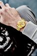 BIDEN Orologio meccanico classico di lusso con quadrante in diamanti, lancette luminose, orologio automatico scheletrato in oro da uomo, cinturino in acciaio inossidabile_voghion.com