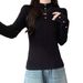 【 Cashmere Family 】 Half high neck short wool base women's slim fit and slimming black knit sweater, inner layer_voghion.com
