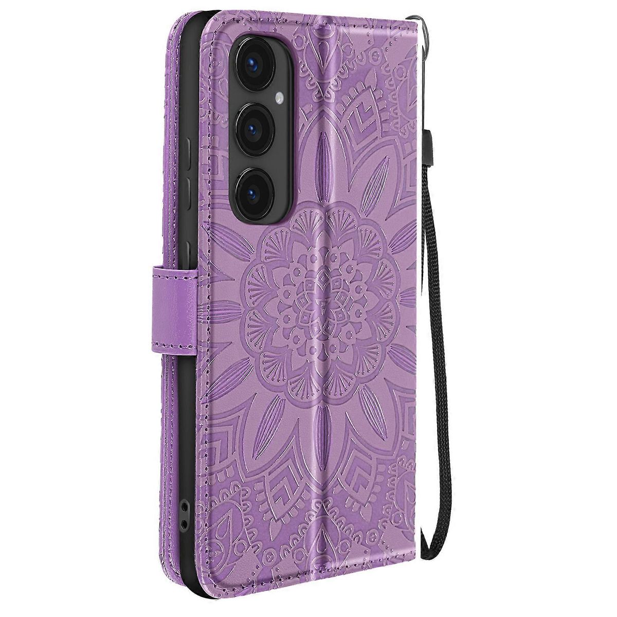 Case For Galaxy S24 FE Purple Wallet Holder With Hand Strap_voghion.com