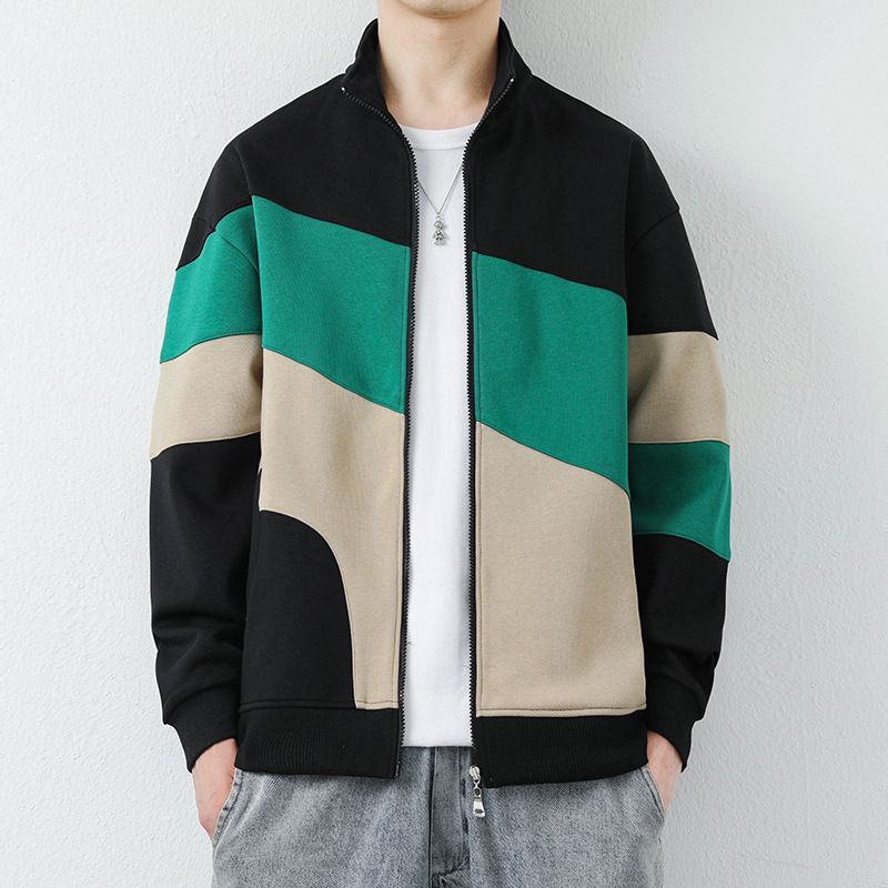 Men's Clothing Sweatshirt Cardigan Sports Leisure Autumn Fleece Zip-Up Hoodie Japanese Retro Style Loose Fit Stand Collar Windproof Casual Jacket​_voghion.com