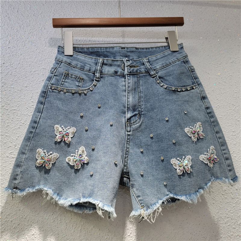 2025 Summer New Versatile Design Hot Pants High Waist Slim Three Dimensional Flower Stickers Ins Denim Shorts For Women_voghion.com