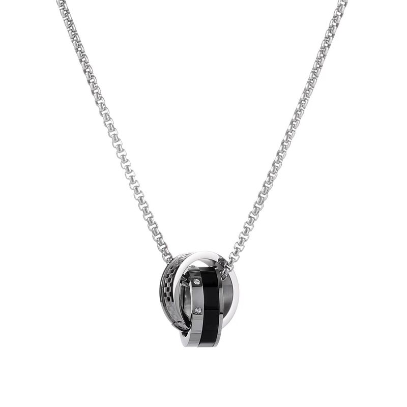 Collana con ciondolo a doppio anello da uomo, marchio alla moda 2023, nuova catena per maglione semplice e versatile in acciaio al titanio di alta qualità_voghion.com