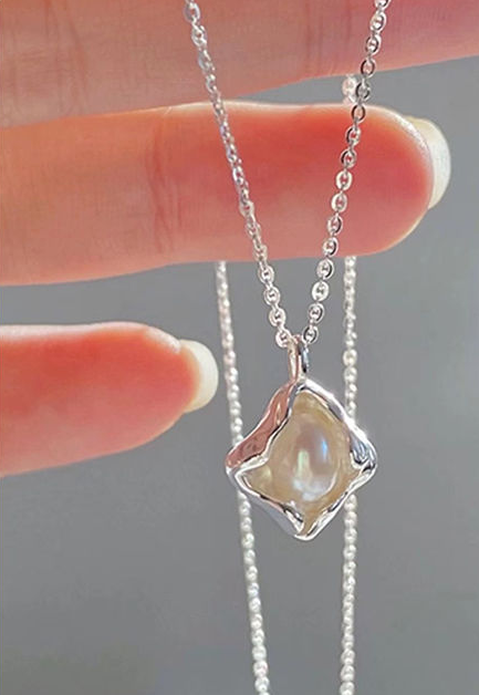 Collana di perle irregolari in argento puro, per donna, temperamento di nicchia, sensazione delicata e raffinata, migliore_voghion.com