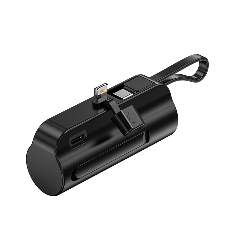 Portable 5000mAh Mini Capsule Power Bank Built-in Cable, Fast Charging, Compact Lightweight, Compatible With IPhone &_voghion.com