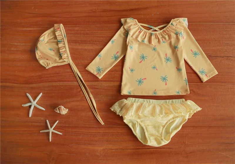 Baby clothesLong sleeve sun protection children's swimsuit split cute princess flower swimsuit small and medium-sized virgin baby swimsuit_voghion.com