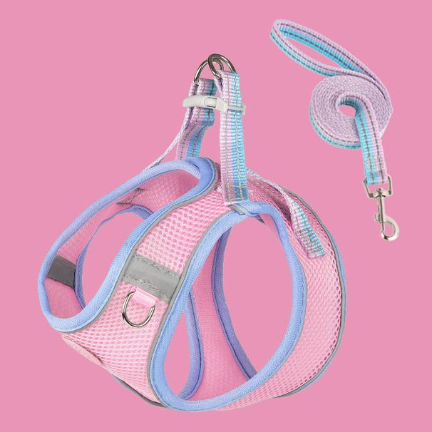 Pet Products New Mesh Pet Chest Harness Breathable Reflective Dog Leash Color Matching Cat Leash Dog Leash Pet Supplies_voghion.com