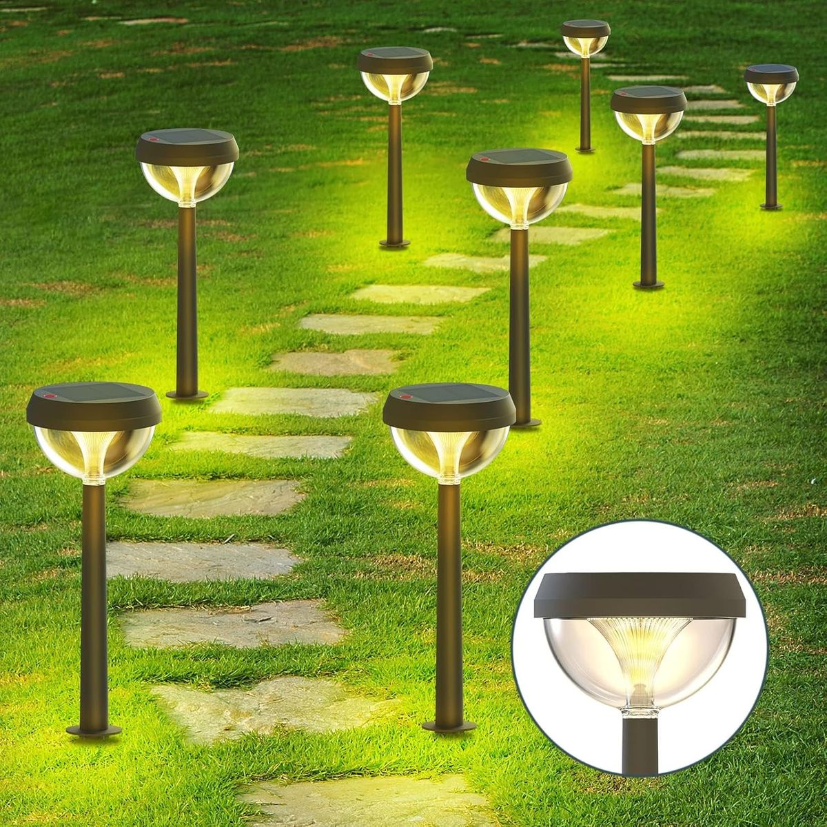 Linkind Solar Pathway Lights 8 Pack, Solar Lights Outdoor, Warm White Solar Path Lights Waterproof, Solar Lights for Walkway Yard Driveway Backyard_voghion.com