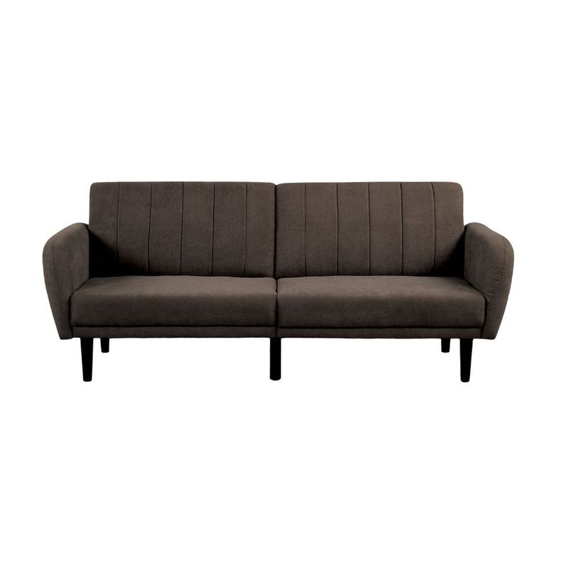 Contemporary Converts To Bed 1pc Futon Sofa Channeled Tufted Back Soft Track Arm Couch W USB_voghion.com