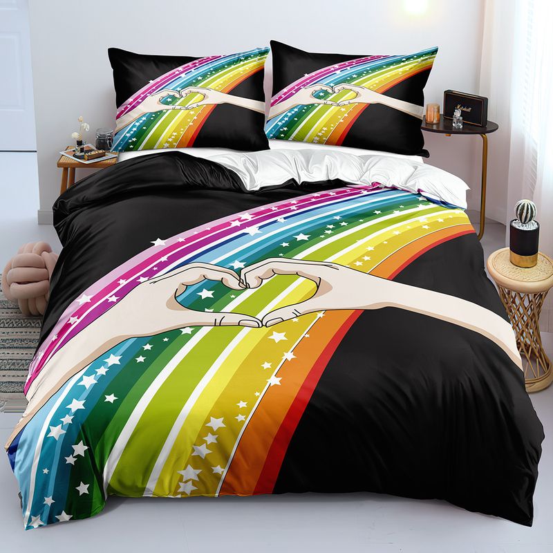 3-Piece Rainbow Set - Includes 1 Duvet Cover And 2 Pillowcases, Made Of Soft And Breathable Polyester Fiber, Down Duvet Cover_voghion.com