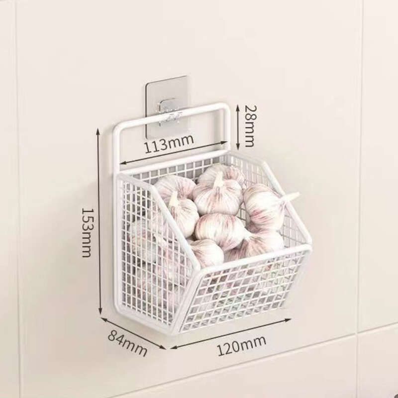 Zwiebel, Box Küche Lagerregal Nicht Perforiert Ingwer, Knoblauch Hängenden Korb Wand Montiert Gewürz_voghion.com