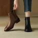 Ankle Hot Women's Boots With Elastic Band Leather Low Winter Tube Bottes 2024 - Booties, Heel,_voghion.com