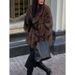 Women's Faux Fur Collar Coat - Soft Plush Winter Jacket With Pockets, Stylish & Warm Outerwear For Fall & Winter (Brown, Gray, White, Dyed Tip)_voghion.com
