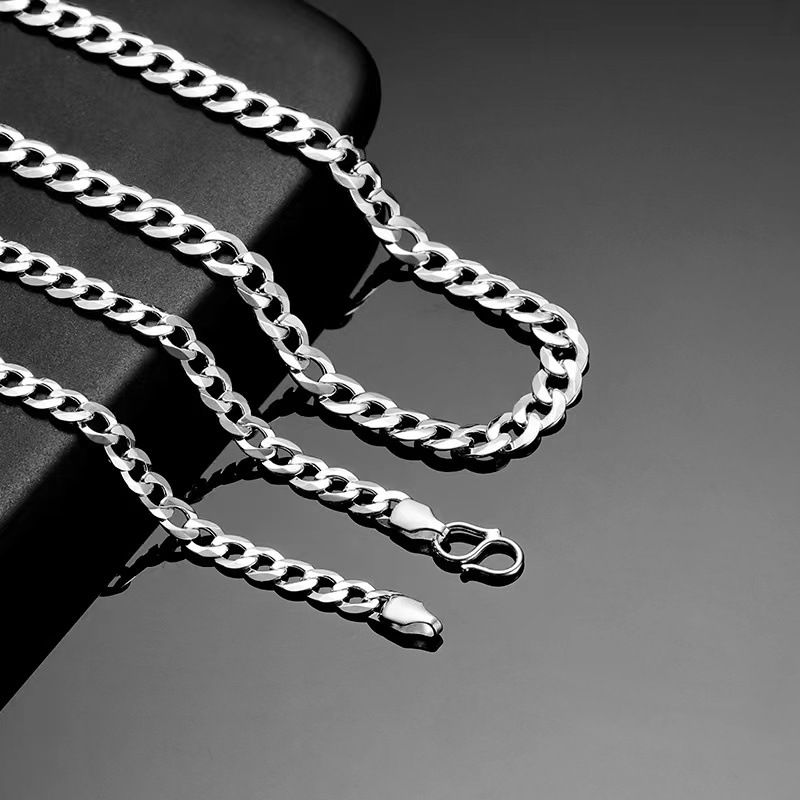 S Pure Silver High-End Sense Personality Cuban Chain Hip-Hop Men's Street Fashion Bracelet_voghion.com