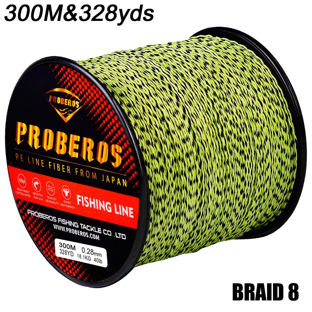 Lignes de pêche 8 tresses 300 m Ligne de pêche PE tressée puissante Ligne principale pour la pêche au rocher et la pêche en mer_voghion.com