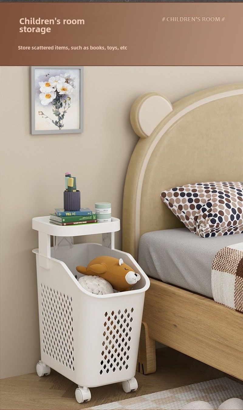 Stitched Laundry Basket Household Dirty Clothes Storage Basket Bathroom Partition Floor To Floor Shelf Narrow_voghion.com