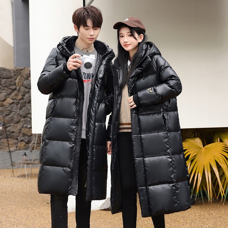 Abbigliamento da donna nuovo cappotto invernale nero oro oca giacca per uomo e donna coppie cappotto lungo sopra il ginocchio spesso inverno freddo estremo di alta qualità_voghion.com