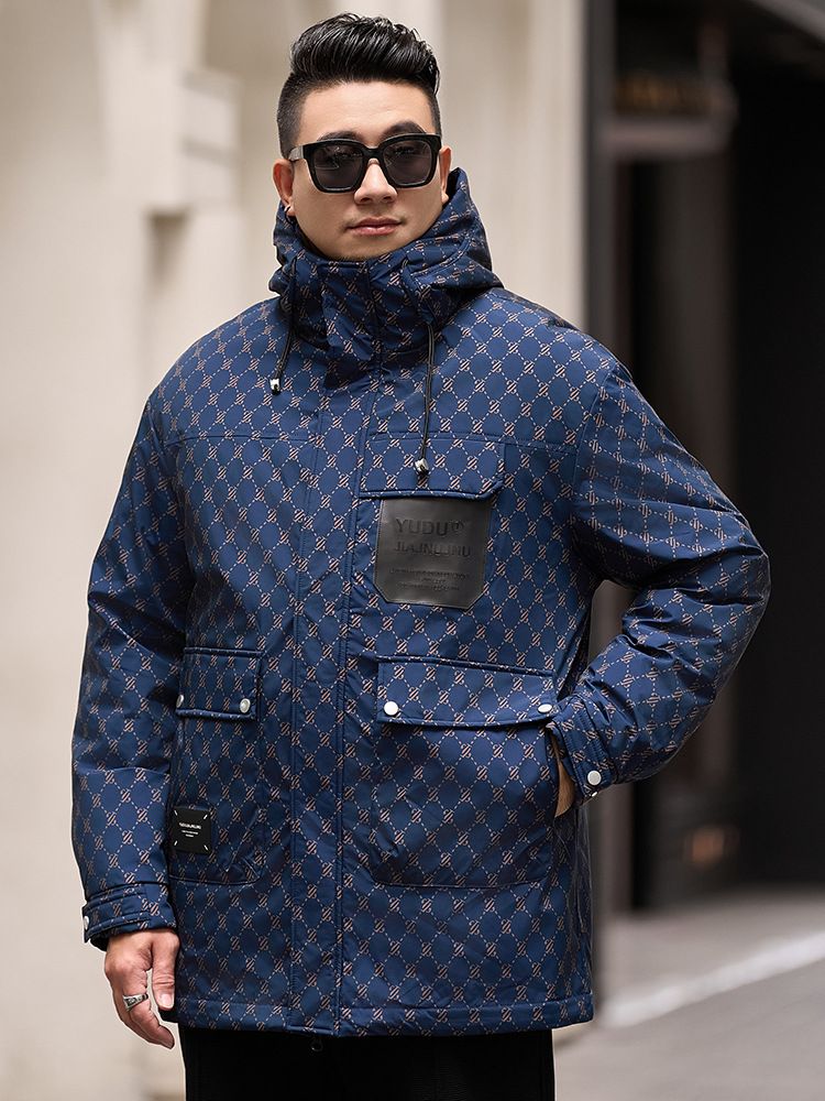 Parka invernale oversize da uomo: cappotto impermeabile alla moda con cappuccio e collo alto (4XL-11XL, fino a 300 libbre)_voghion.com