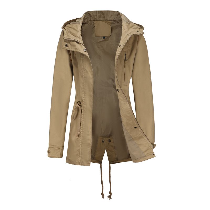 2024 neue Baumwolle Mit Kapuze Windjacke Frühling und Herbst Mantel Große Lose Solide frauen F596-1_voghion.com