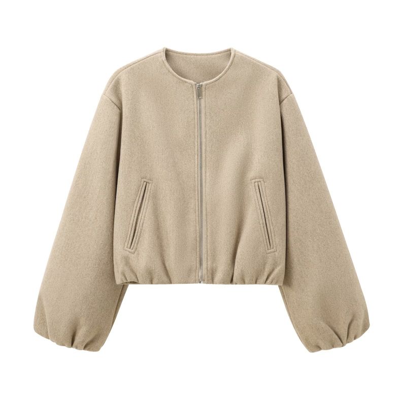 Giubbotto bomber in morbida similpelle da donna - Capospalla con cerniera, elegante e versatile, per la moda streetwear (grigio, beige, rosso, bordeaux e altri colori)_voghion.com
