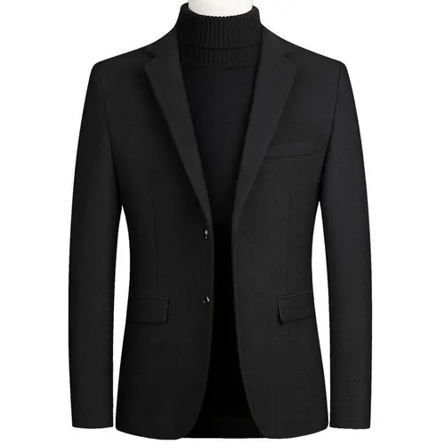 Wollen herenjas, slanke trenchcoat, verdikt herenjasje in effen kleur_voghion.com