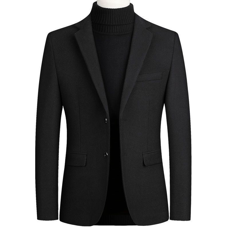 Cappotto da uomo in lana, trench sottile, cappotto da uomo in tinta unita ispessito_voghion.com
