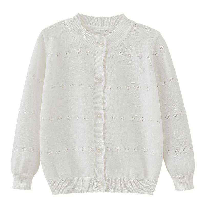 ​​Mädchen-Strickjacke aus Baumwolle, weicher Babypullover, langärmelig, Kinderoberteil, Sonnenschutz, leichte Jacke für Frühling und Herbst​_voghion.com