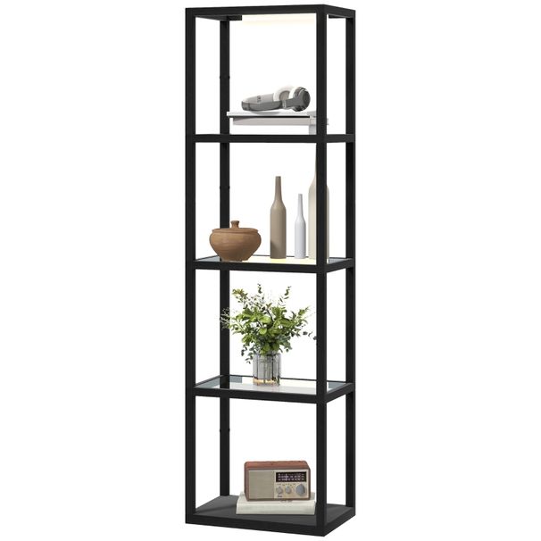 Lampada a LED con 4 lampade Regal, 4 vetri, Fußschalter, MDF, Nero_voghion.com