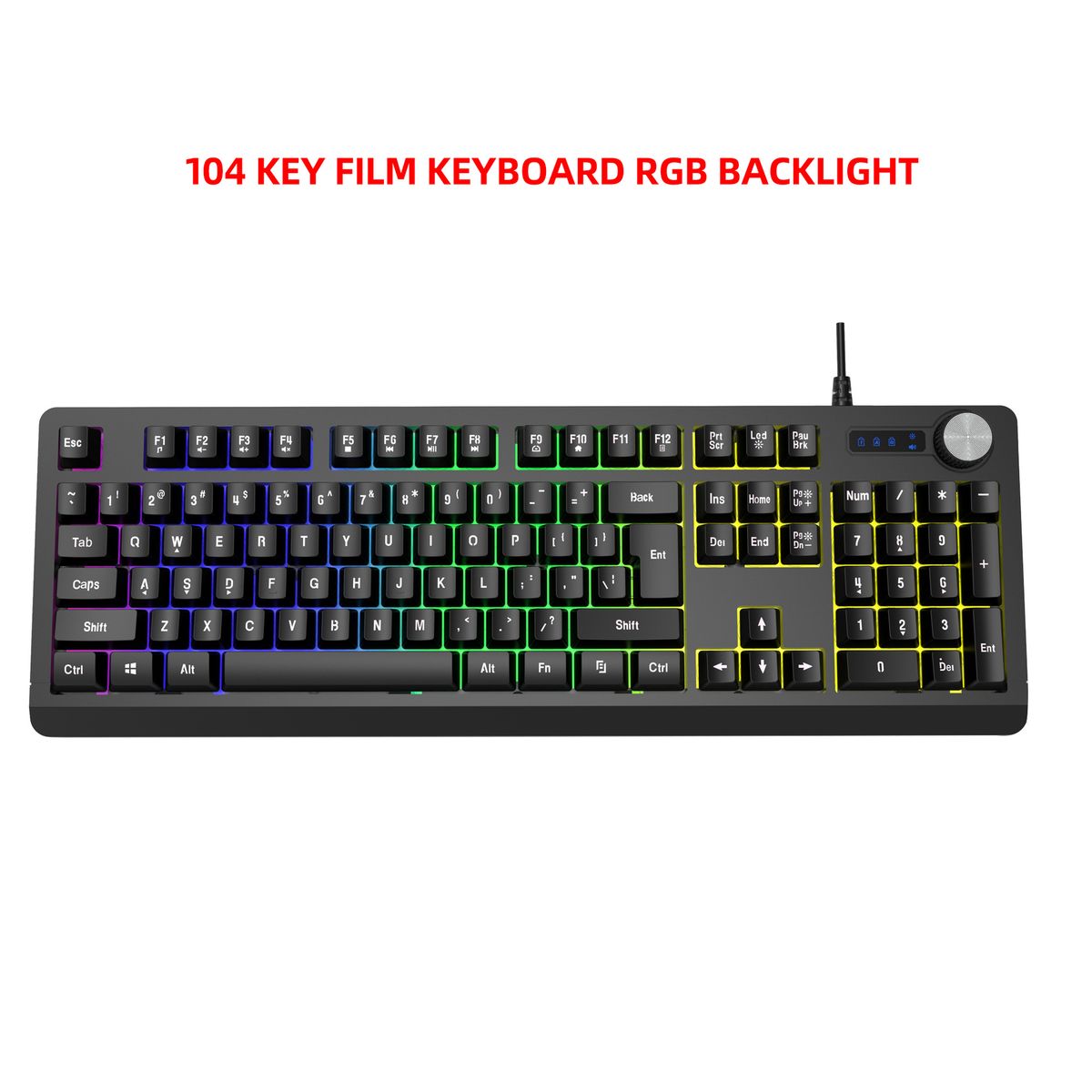 2025 Game Designer Customized Wired Mechanical Texture Film Keyboard RGB Backlight With Multimedia Knob Computer Game Keyboard_voghion.com
