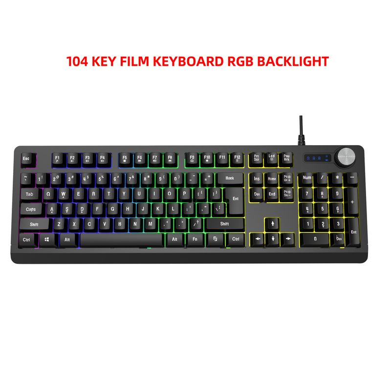 Tastiera per videogiochi con pellicola strutturata meccanica cablata personalizzata Game Designer 2025, retroilluminazione RGB con manopola multimediale_voghion.com