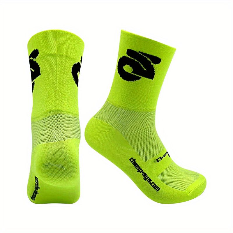 1pair Sweat-Absorbing Breathable Mid-Calf Socks For Cycling Running, Outdoor Sports Socks For Men Women_voghion.com