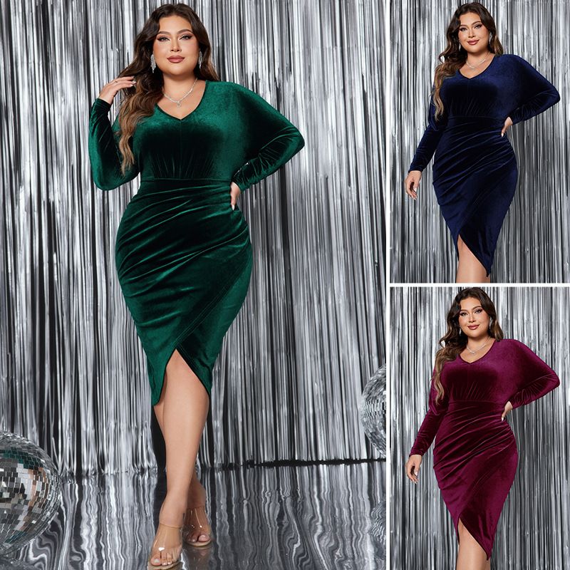 GraceChic Evening Cross-Border Plus Size Long Sleeve Bodycon Foreign Trade European And American Sexy High Waist_voghion.com