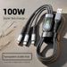 Rakipsiz Kalite 100W Süper Hızlı Şarj Veri Tek Sürükleme Üçü Bir Arada Araba Uygulanabilir Huawei Iphone Android Flaş Şarj Kablosu 2 M_voghion.com