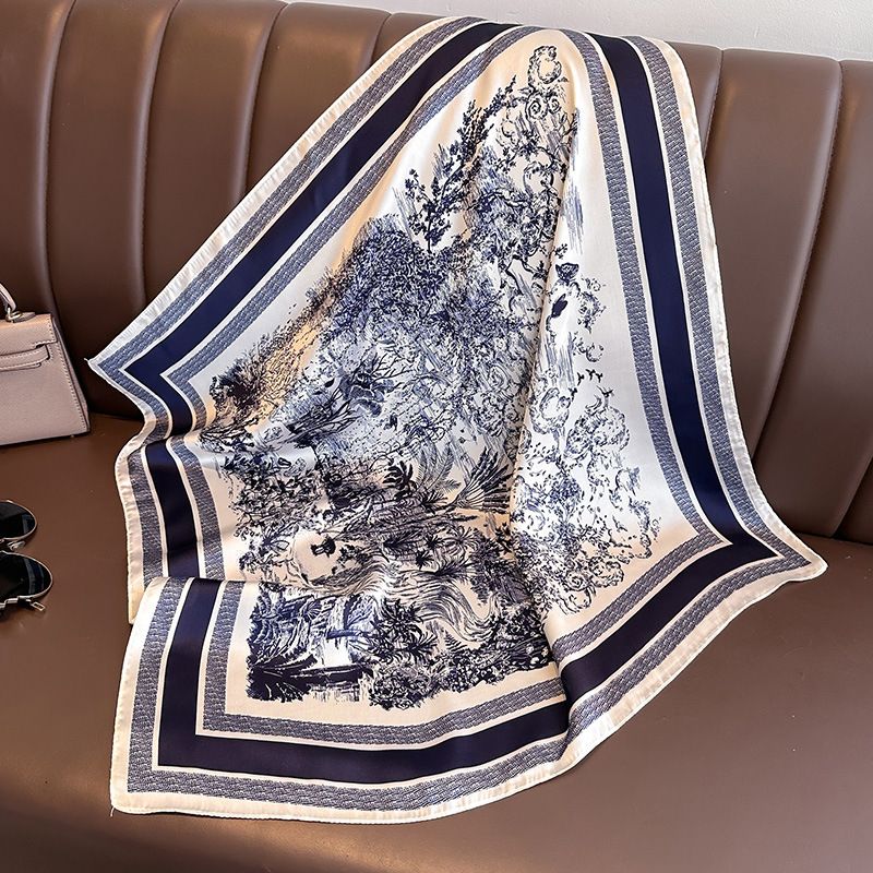 Literary fashionable new simulation silk temperament small square scarf women's autumn and winter warm professional_voghion.com