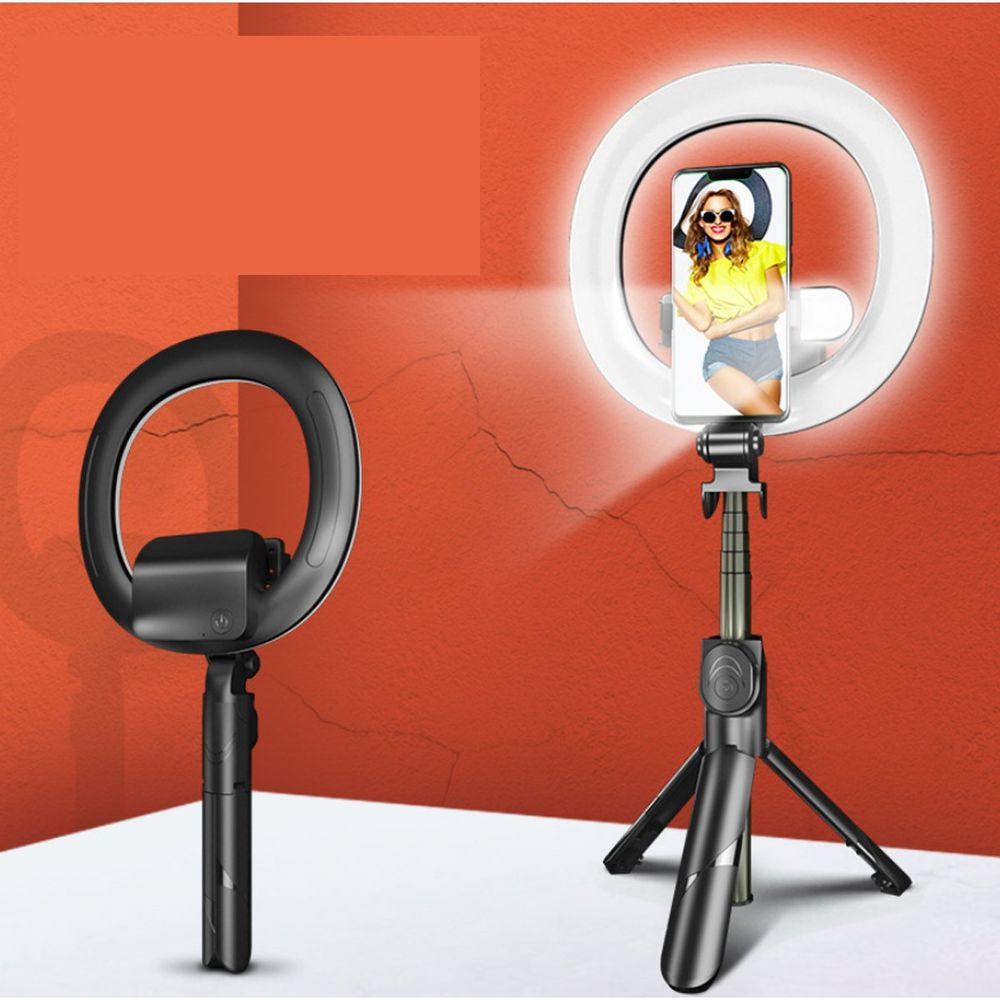 Self Video Portrait Soft Halo Light Stand With Dual LED Light And Bluetooth Remote_voghion.com