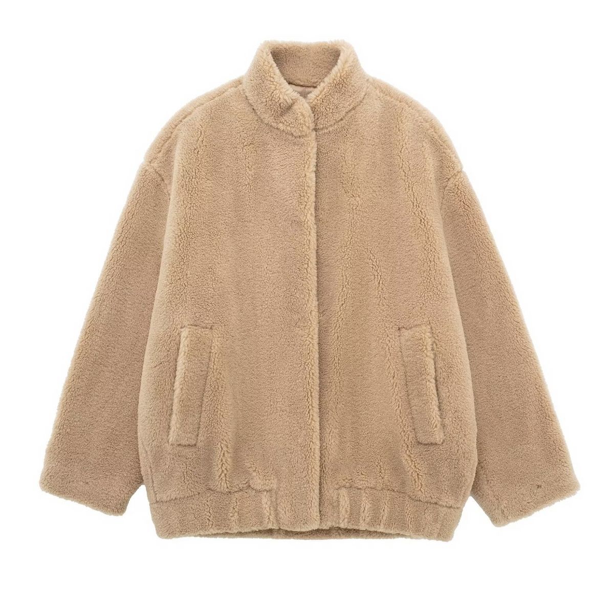 GraceChic GraceChic Cross-Border Women's Fashion 2023 Autumn Winter New Solid Color Stand Collar Fleece Bomber Jacket Coat European And_voghion.com