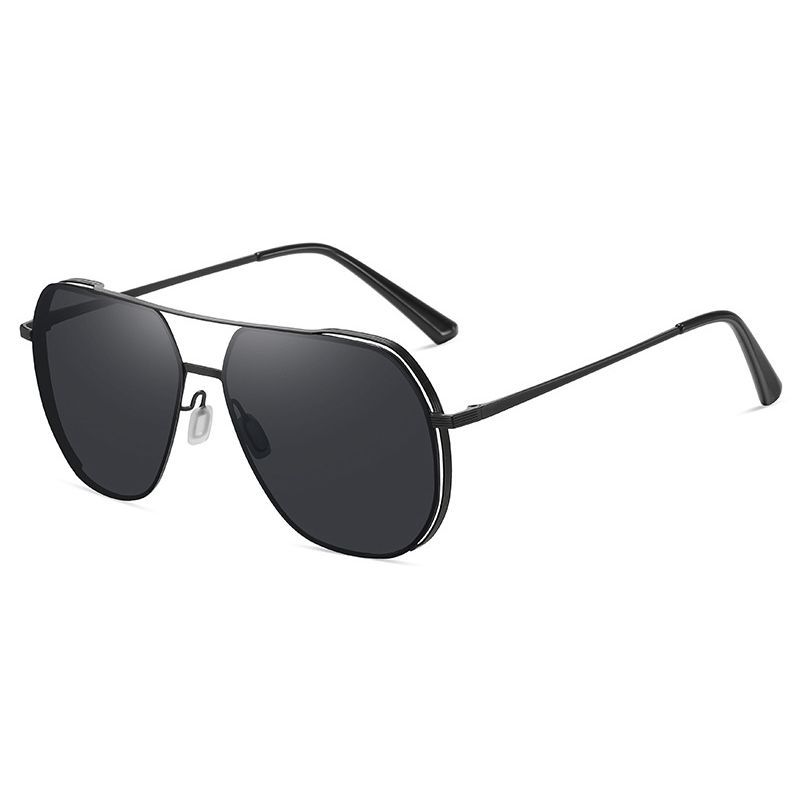Luxus schwaarz Sonnebrëller fir Männer Metall polariséiert Sonnebrëller Männer Héichqualitativ Summer Fuer- a Reesbrëller UV400_voghion.com