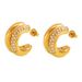 Orecchini da donna retrò con doppia C e diamanti appiccicosi, temperamento alla moda, acciaio inossidabile, oro 18 carati, forma a mezzaluna, orecchini semplici resistenti allo sbiadimento_voghion.com