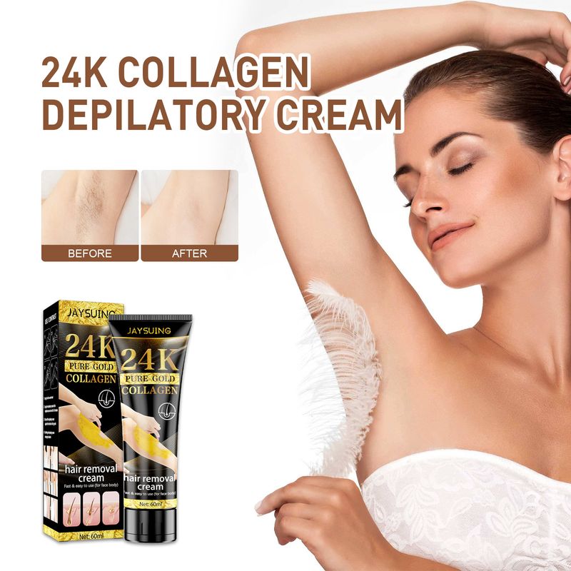 Creme de remoção de pelos de colágeno Jaysuing Gold Bone para axilas, pernas, partes íntimas, mãos, creme de depilação para_voghion.com