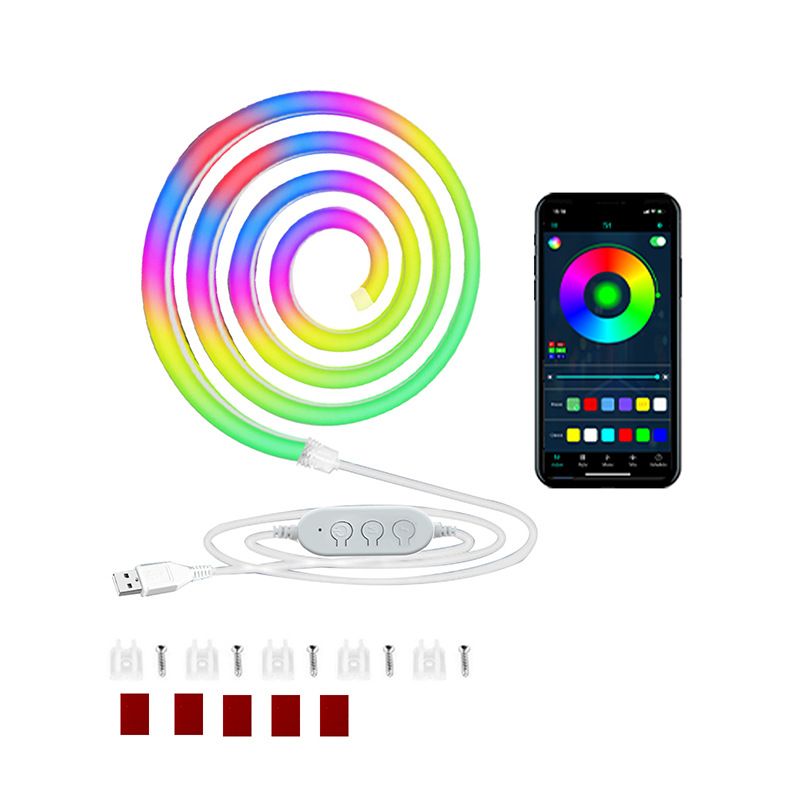 Huis & Tuin Kleurrijke neonverlichting met USB flexibele siliconen DIY vorm slimme luifel Bluetooth-pickup gaming sfeer lichtstrip_voghion.com