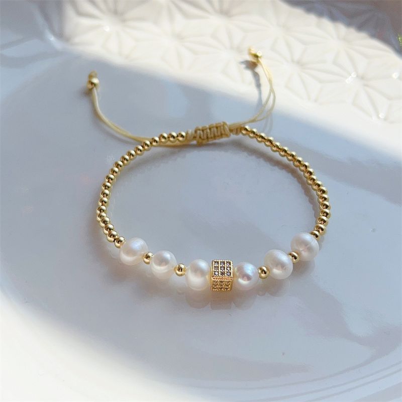 Bracciale con zirconi alla moda KKBEAD, gioielli placcati in oro, accessori in perle naturali_voghion.com