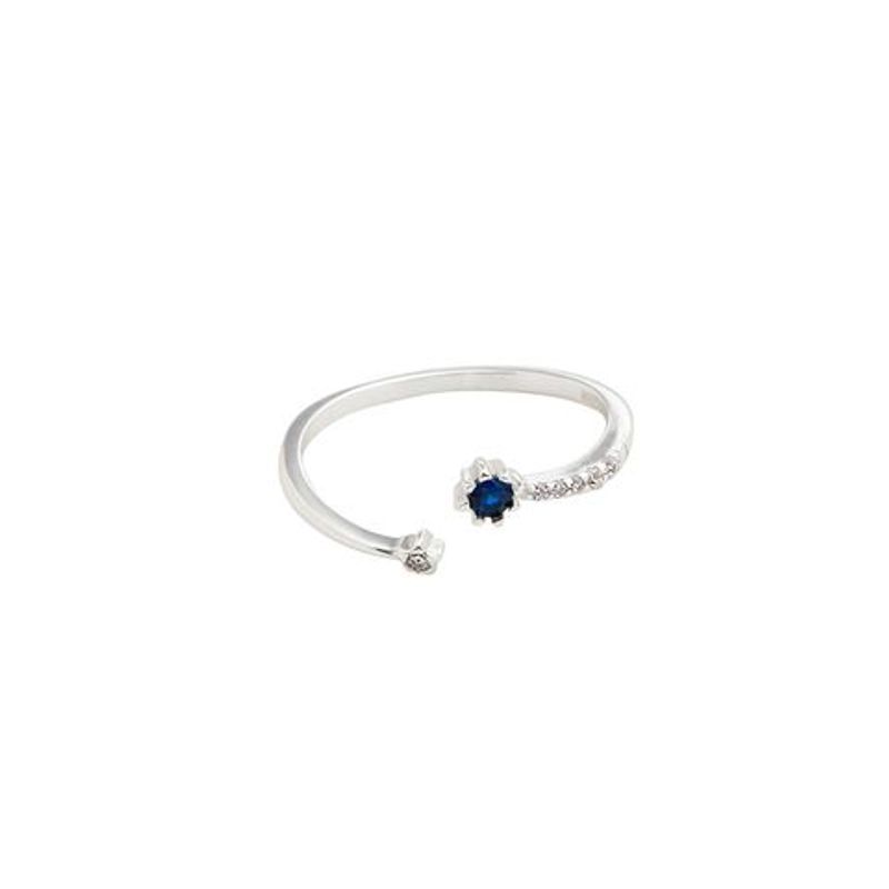 Anello aperto in argento puro con dito indice a forma di stella e luna, anello alla moda per donna, stile minimalista_voghion.com