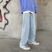 Jeans da uomo alla moda, larghi e dritti, con coulisse, versione coreana, con elastico in vita_voghion.com