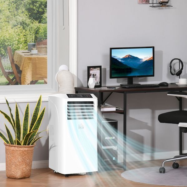 HOMCOM 8000 BTU Portable Air Conditioner, Built-in Cool, Dehumidifier, Fan Modes, With Remote Controller, LED Display, White_voghion.com